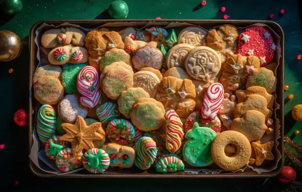 Cookies, Christmas, sweets, New year, parchment, different, a lot, different