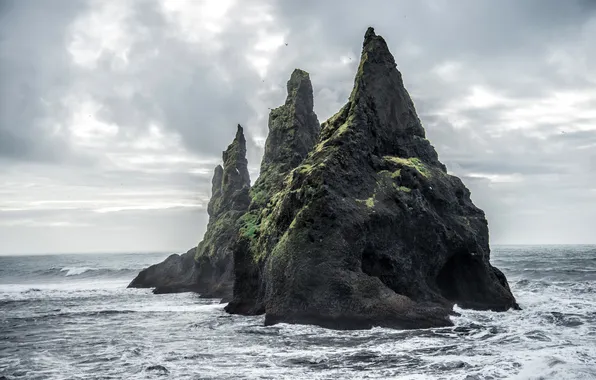 Picture wave, the sky, clouds, landscape, clouds, nature, rock, the ocean