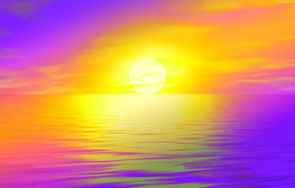 Picture sea, the sun, sunset, glow