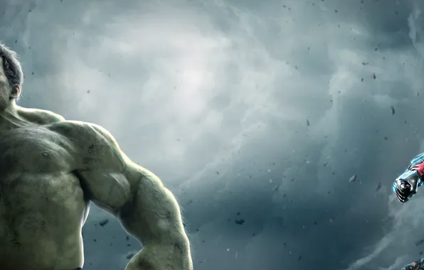 Scarlett Johansson, Action, Metal, Scarlett Johansson, Fantasy, Clouds, Sky, Hulk