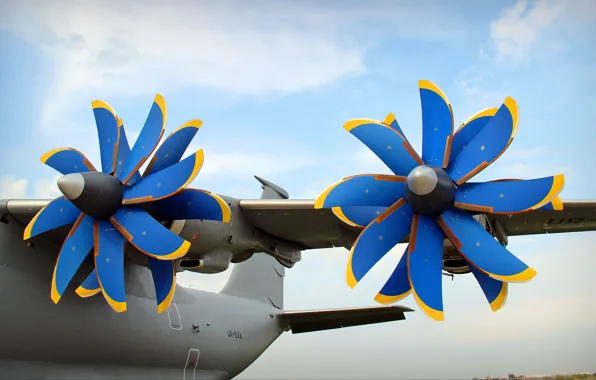 Blue, the plane, screw, Aviation, turboprop, The an-70