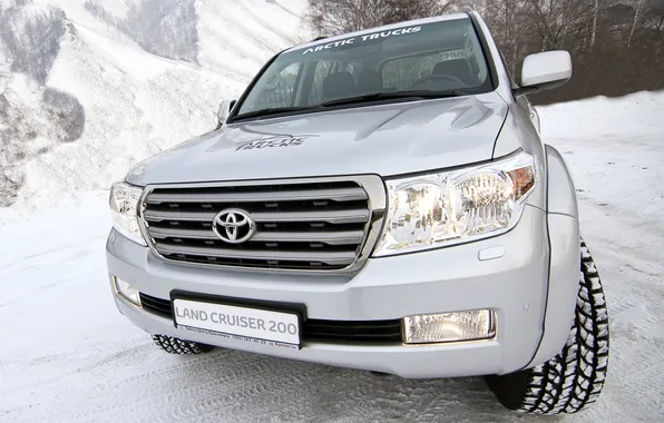 Winter, snow, lights, jeep, SUV, toyota, the front, Toyota