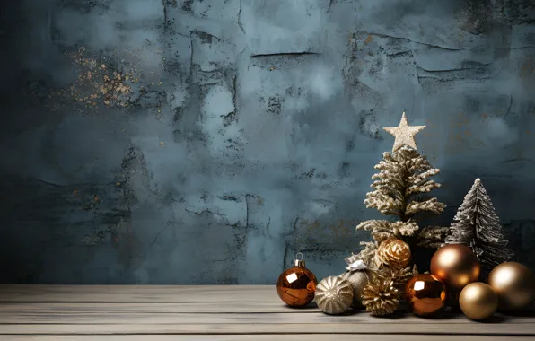 Balls, cracked, wall, toy, star, Shine, Christmas, New year