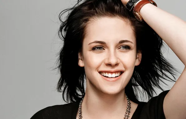 Pose, smile, background, portrait, actress, brunette, beauty, Kristen Stewart