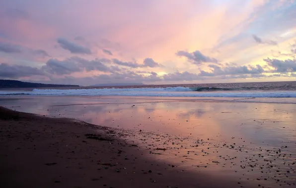 Picture BEACH, STONES, SEA, HORIZON, The SKY, SAND, CLOUDS, SURF