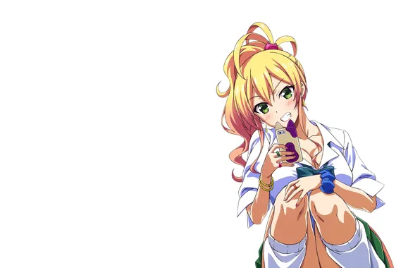 Picture anime, pretty, blonde, japanese, smartphone, bishojo, seifuku, Hajimete no Gal