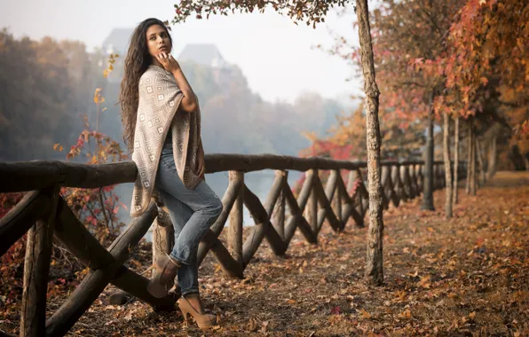 Picture autumn, model, walk, Joanna