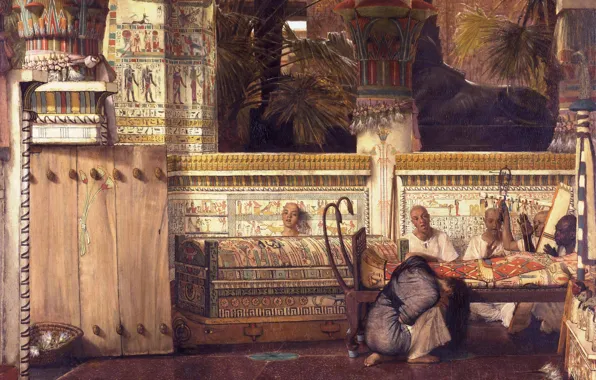 Interior, picture, genre, Lawrence Alma-Tadema, Lawrence Alma-Tadema, The Egyptian Widow