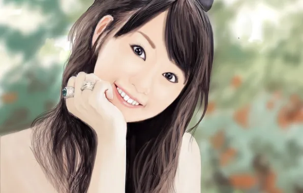 Girl, face, art, Asian, soyokaze