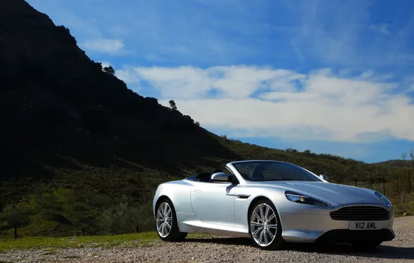 Aston Martin, The sky, DBS, Grey, Lights, Car, volante, The front