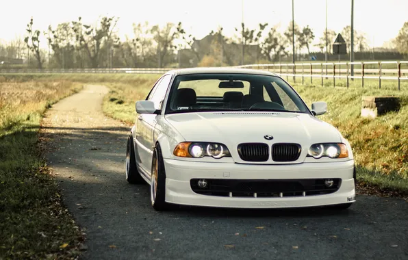 Picture BMW, Tuning, White, BMW, Lights, COUPE, White, E46