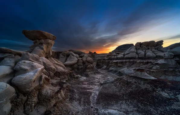 Landscape, mountains, night