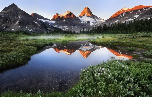 The sky, reflection, mountains, lake