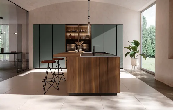 Style, Villa, interior, Italy, kitchen, dining room, dining area, Italian design