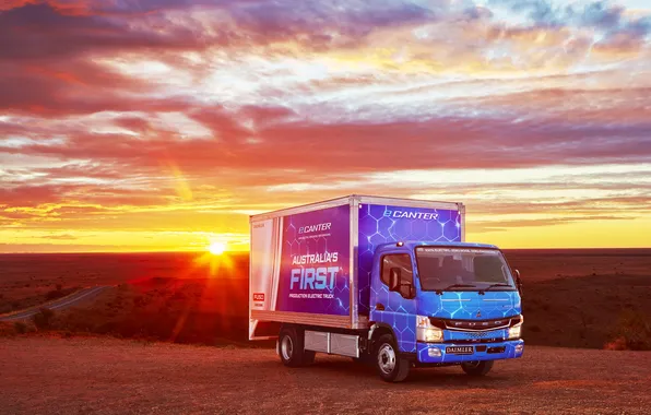 Landscape, dawn, Mitsubishi, Mitsubishi trucks