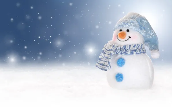 Winter, snow, smile, holiday, blue, toy, new year, scarf