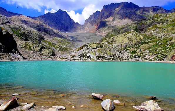 Wallpaper mountains, lake, France, Blanc, Chamonix, Rhône-Alpes