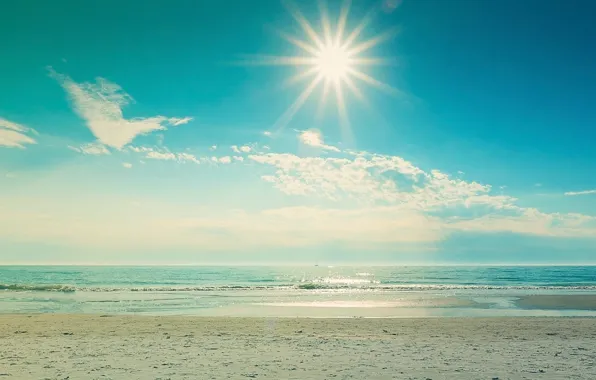 Beach, the sky, the sun, the ocean
