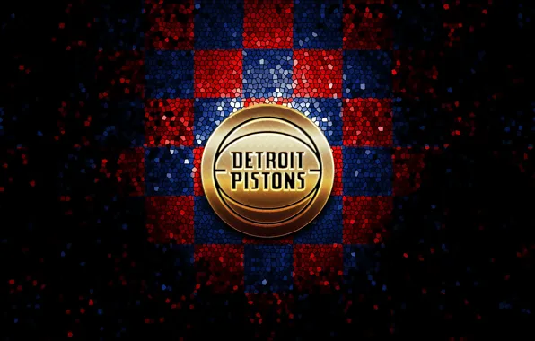 Wallpaper, sport, logo, basketball, NBA, Detroit Pistons, glitter, checkered