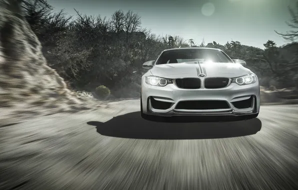 Picture BMW, Sky, Front, Vorsteiner, Sun, White, Tuning, Road