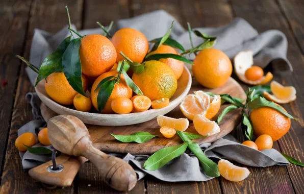 Winter, leaves, plate, Board, fruit, still life, orange, citrus