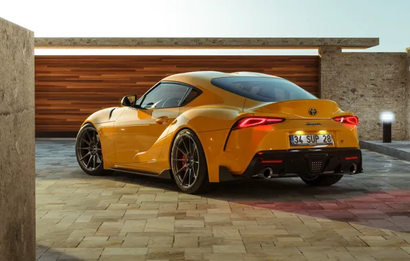 Picture car, machine, auto, yellow, sports car, Toyota, Supra, Transport & Vehicles