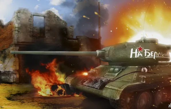 Picture tank, May 9, world of tanks, t-34, wot, t-34-85, victory day