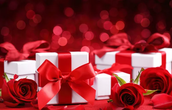 Red, romance, roses, gifts, flowers, romantic, Valentine`s day, gift