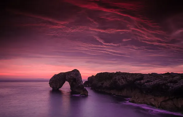 Landscape, rocks, dawn, arch