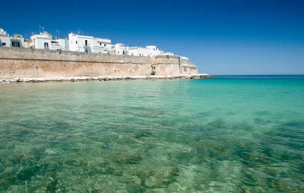 Sea, wall, Italy, Apulia, Monopolies