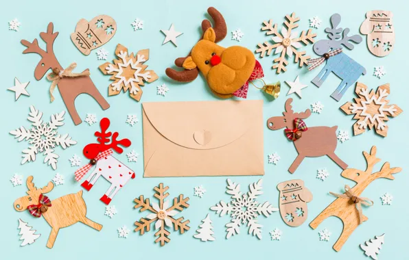 Holiday, new year, the envelope, congratulations, igrushki