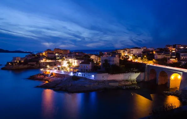 Picture night, lights, France, Marseille