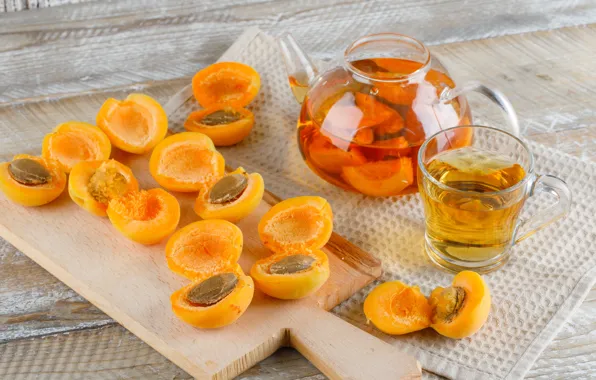 Tea, kettle, bone, Cup, drink, apricots