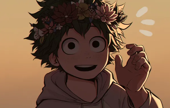 Look, smile, background, guy, Boku no Hero Academy, Midori Isuku, My heroic academia, Izuku Midoriya