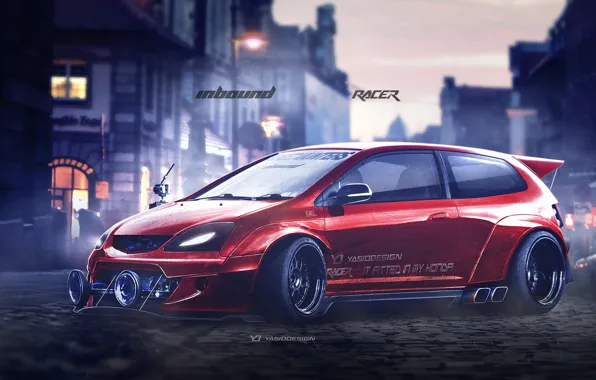 Red, Auto, Machine, Honda, Art, Rendering, Civic, Honda Civic