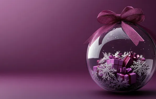 Snowflakes, transparent, Shine, ball, Christmas, gifts, New year, bow