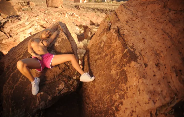 Chest, rocks, exposed