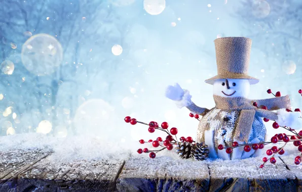 Snow, holiday, Board, New year, snow, New Year, Snowman, Christmas decorative