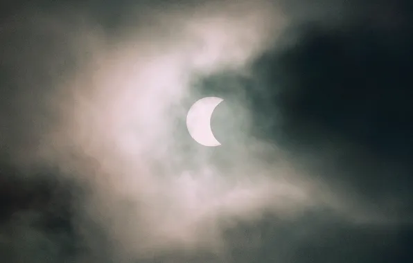 Moon, eclipse, clouds, sun, solar eclipse