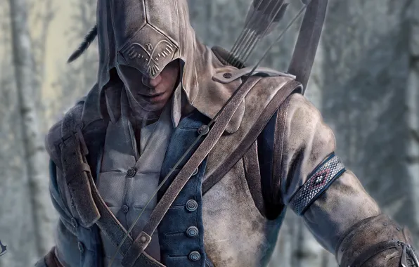 Picture the game, bow, killer, connor, assassin's creed 3