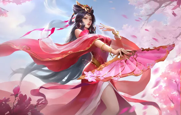Girl, Pink, Style, Asian, Girl, Pink, Dress, Art