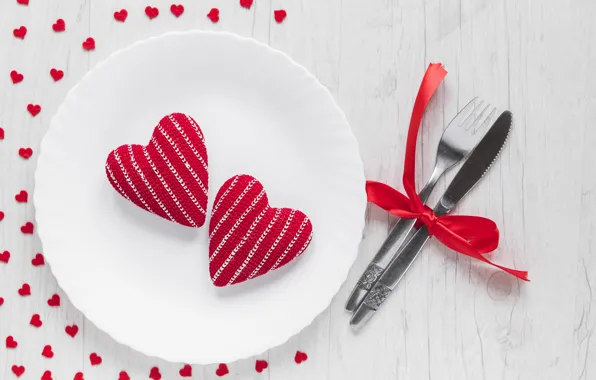 Love, Hearts, Holiday, Dishes, Valentine's day, Valentine's day, Cutlery