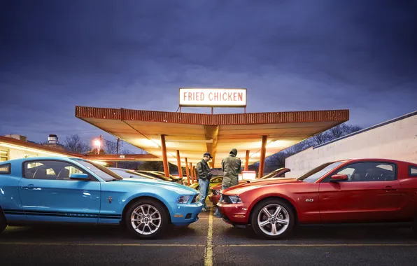 Mustang, Mustang, red, ford, cars, blue