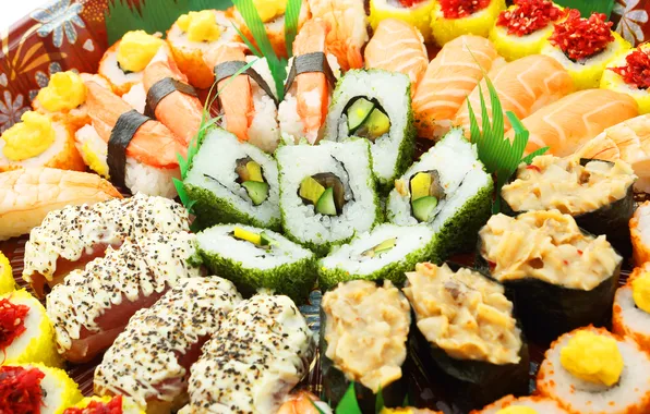 Picture fish, sushi, sushi, fish, rolls, seafood, Japanese cuisine, seafood