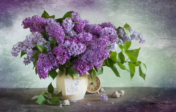 Picture watch, bouquet, lilac