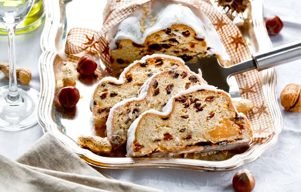 Nuts, cupcake, dried apricots, Stollen