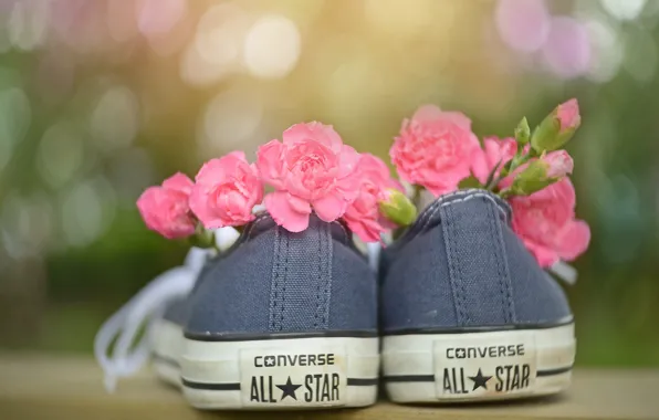 Summer, light, flowers, background, mood, shoes, sneakers, sports