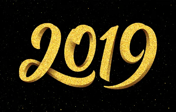 Background, gold, New Year, figures, golden, New Year, Happy, 2019
