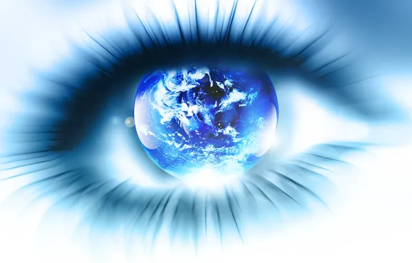 Picture eyes, eyelashes, planet, the pupil