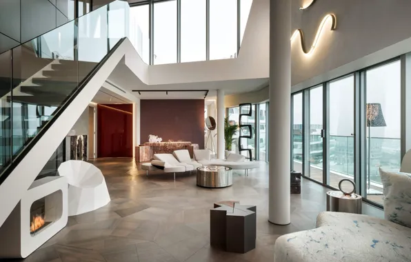 Interior, penthouse, living room, Penthouse in Milano